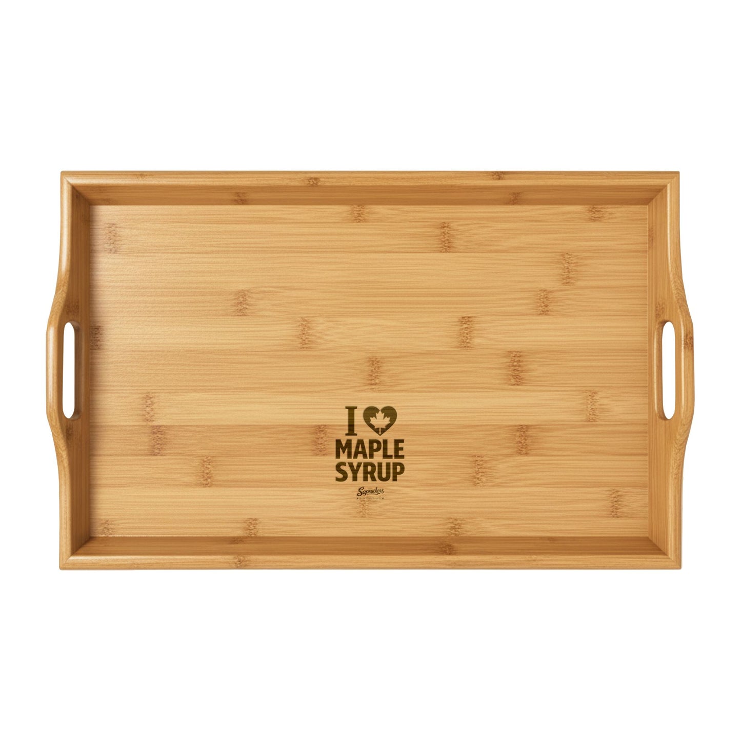 I Heart Maple Syrup Bamboo Serving Tray — front view
