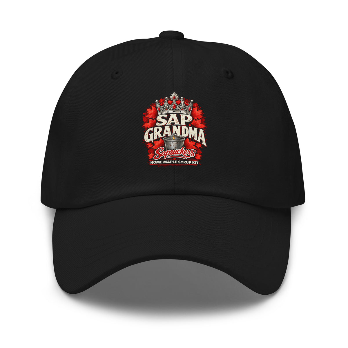 Sap Grandma dad hat in Black, Sap Family design by Sapsuckers™