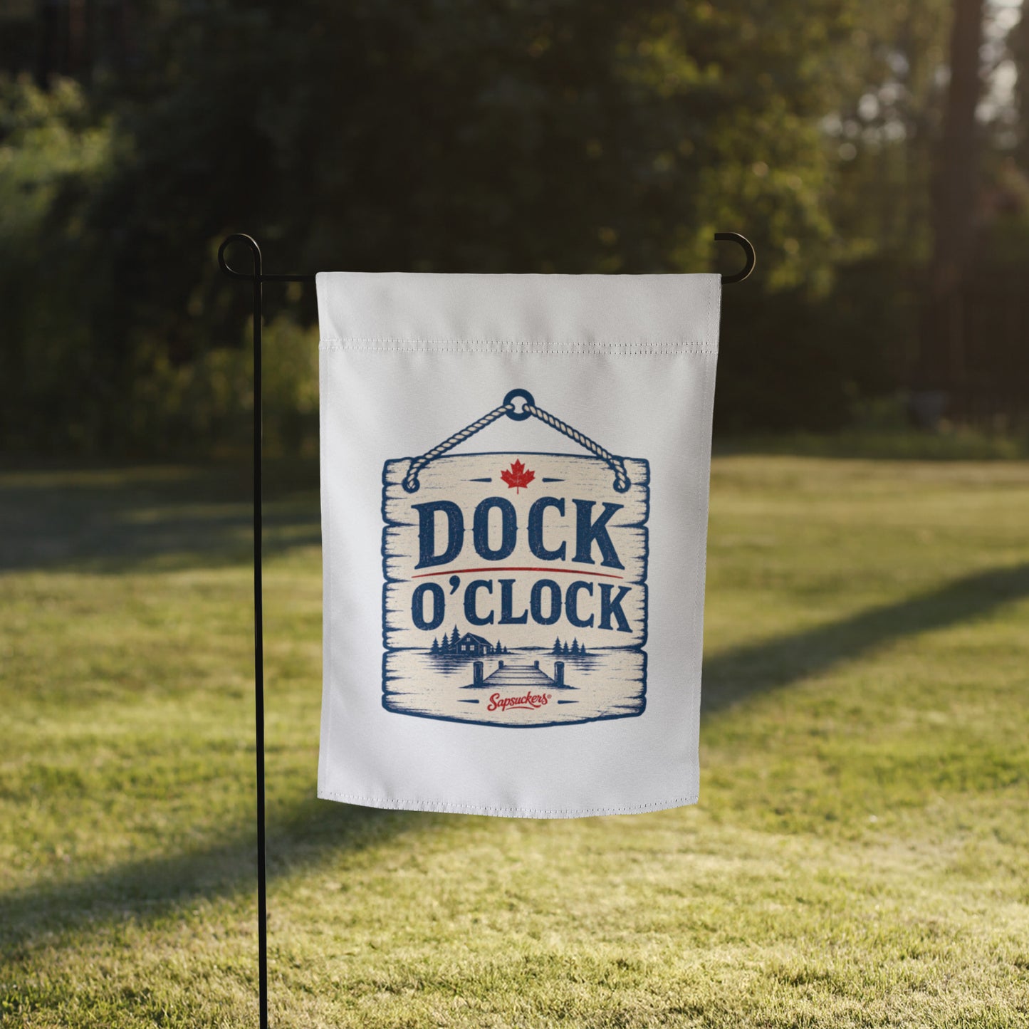 Dock O'Clock Garden Flag — front view — Sapsuckers® Canadian garden flag