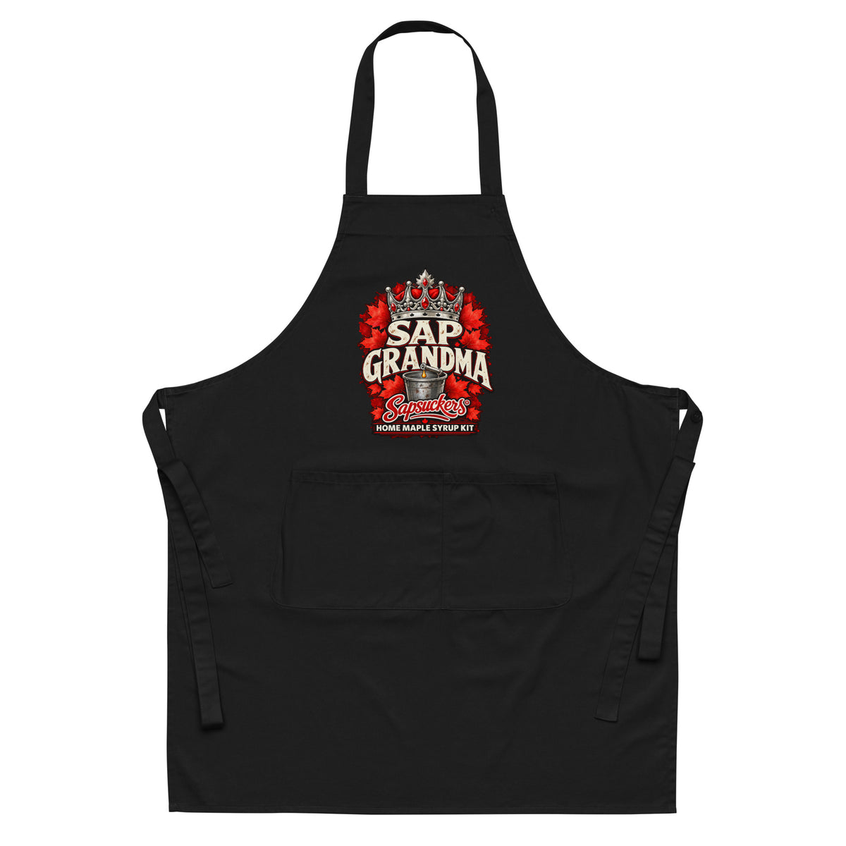 Sap Grandma apron in Black, Sap Family design by Sapsuckers™