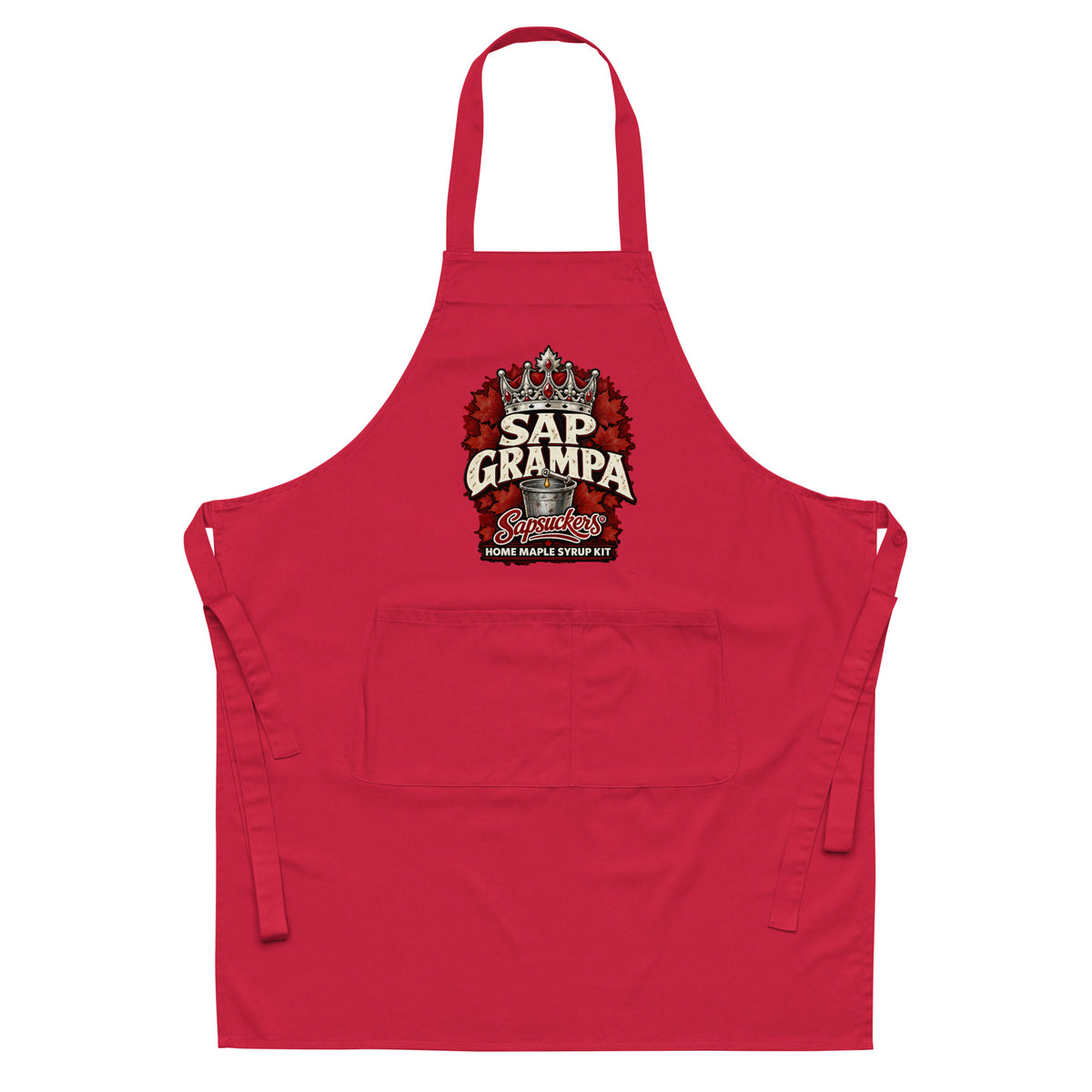Sap Grampa apron in Red, Sap Family design by Sapsuckers™
