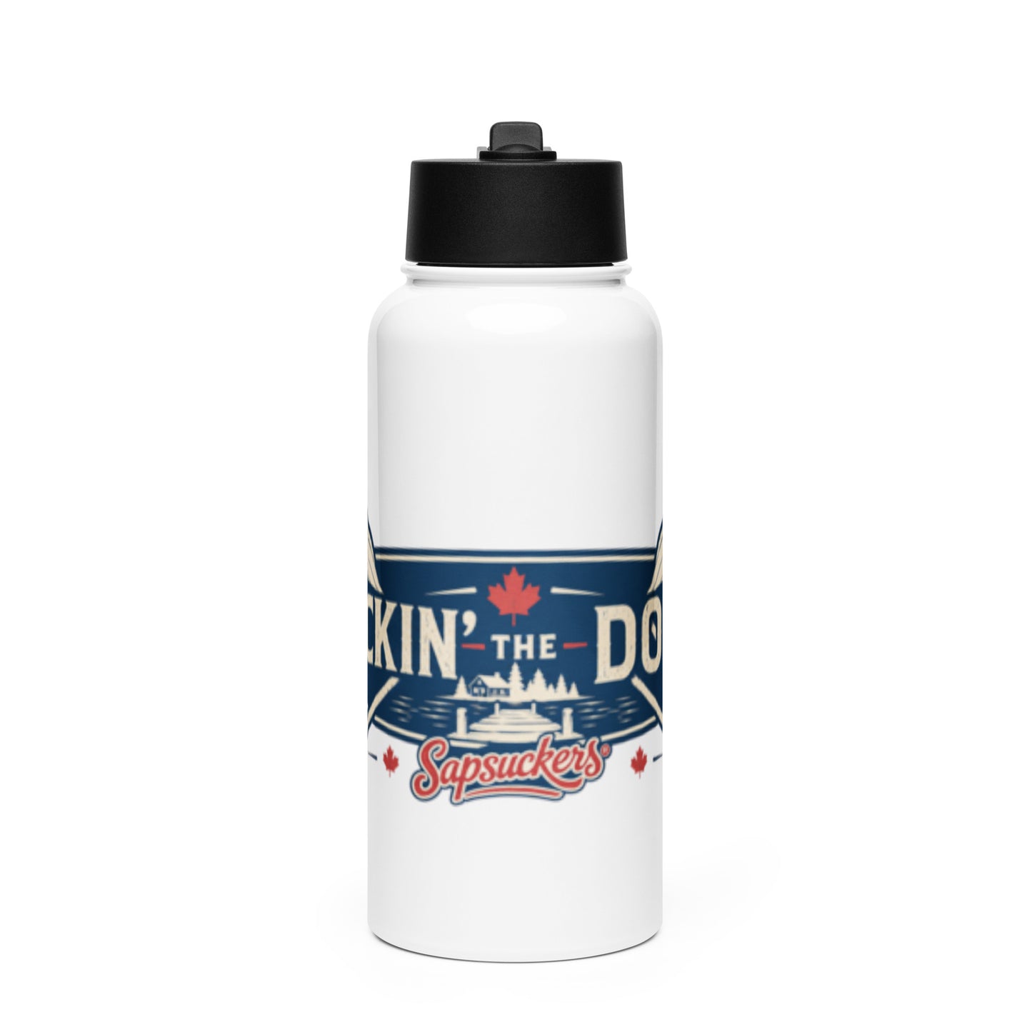 Rockin' the Dock Water Bottle — front view — Sapsuckers® Canadian water bottle