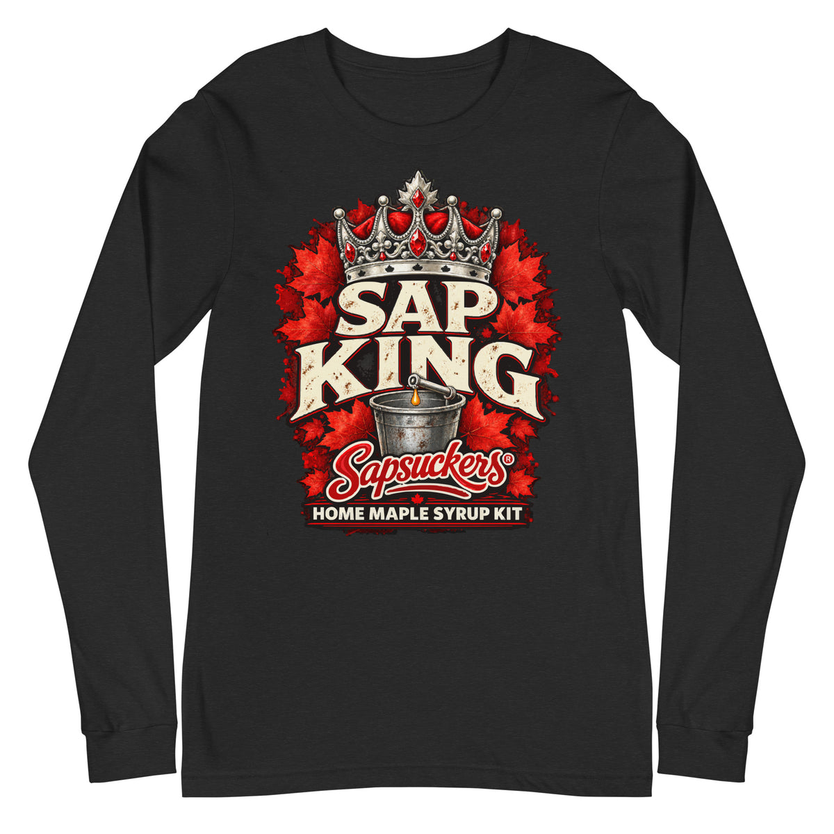 Sap King long sleeve in Black Heather, Sap Family design by Sapsuckers™