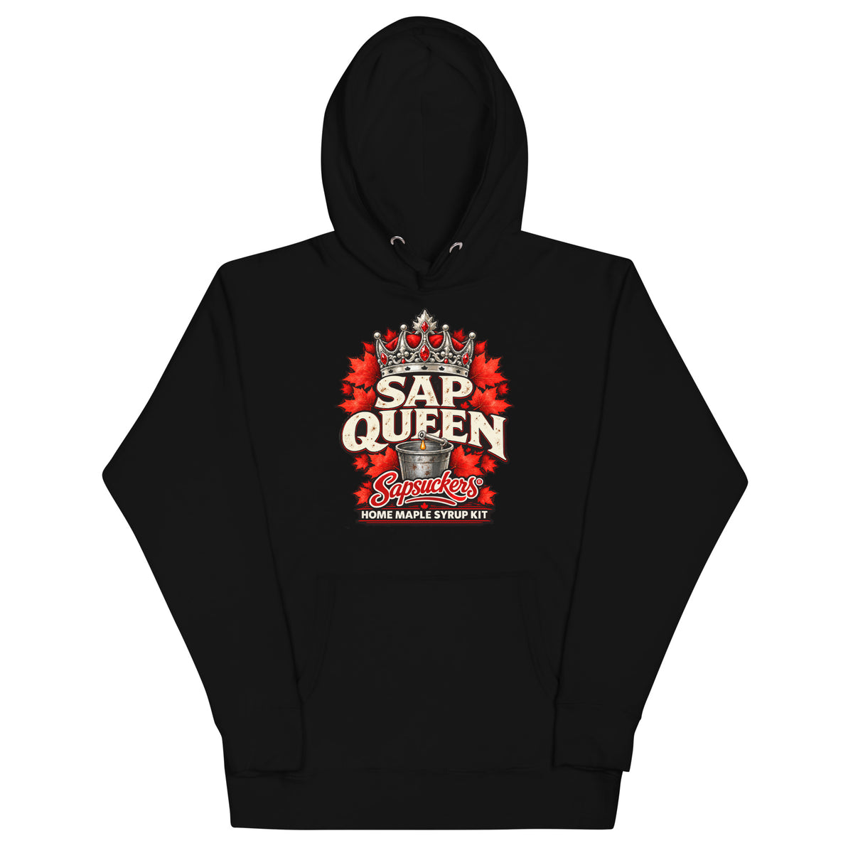 Sap Queen hoodie in Black, Sap Family design by Sapsuckers™
