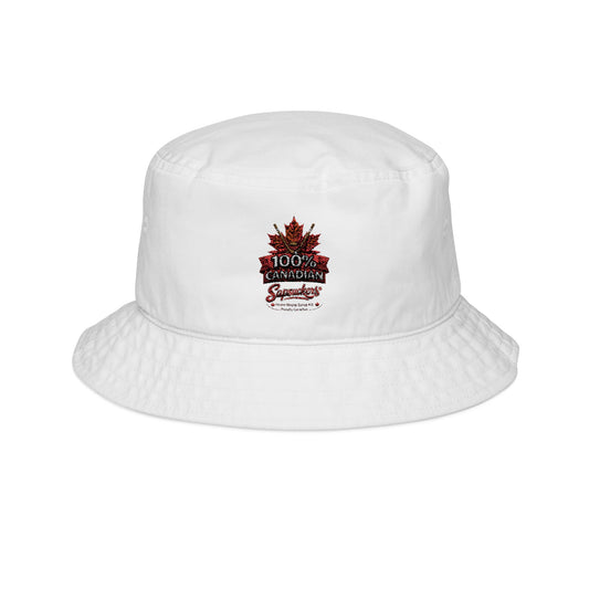 100% Canadian Embroidered Bucket Hat — front view