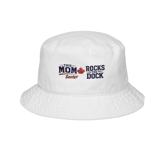 This Mom Rocks the Dock Embroidered Bucket Hat — front view