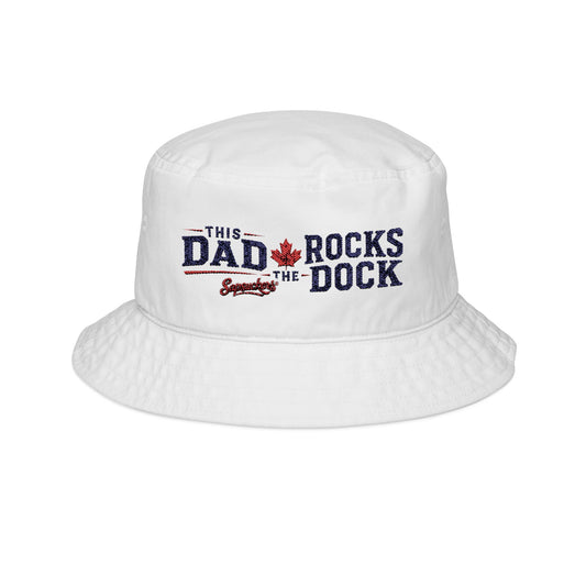 This Dad Rocks the Dock' Embroidered Bucket Hat — front view