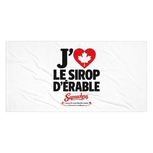 J'❤️ Le Sirop D'Érable Beach Towel | Sapsuckers® Canadian Cottage Beach Towel