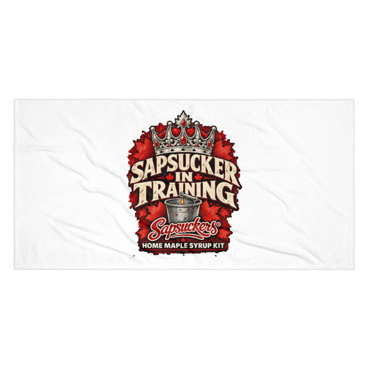 Sapsucker in Training beach towel, Sap Family design by Sapsuckers™