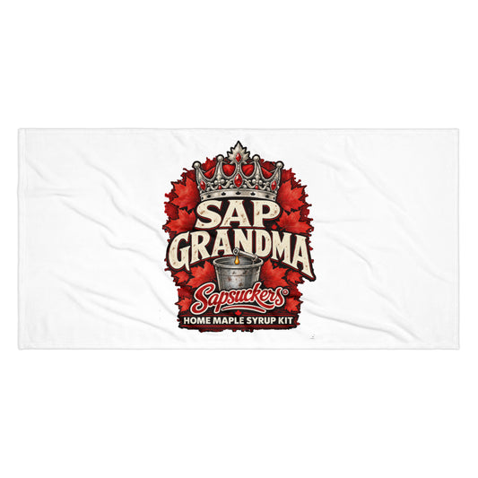 Sap Grandma beach towel, Sap Family design by Sapsuckers™
