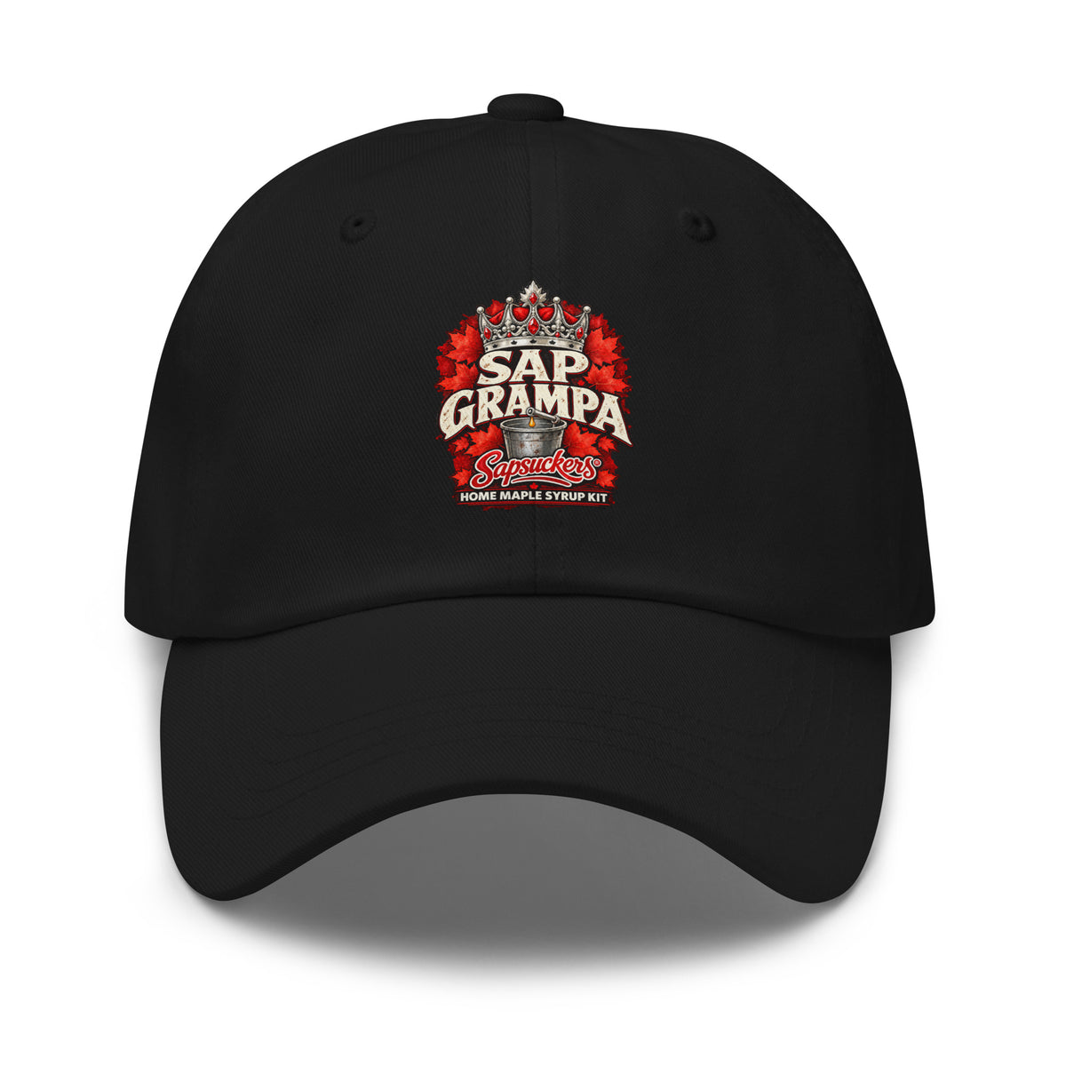 Sap Grampa dad hat in Black, Sap Family design by Sapsuckers™