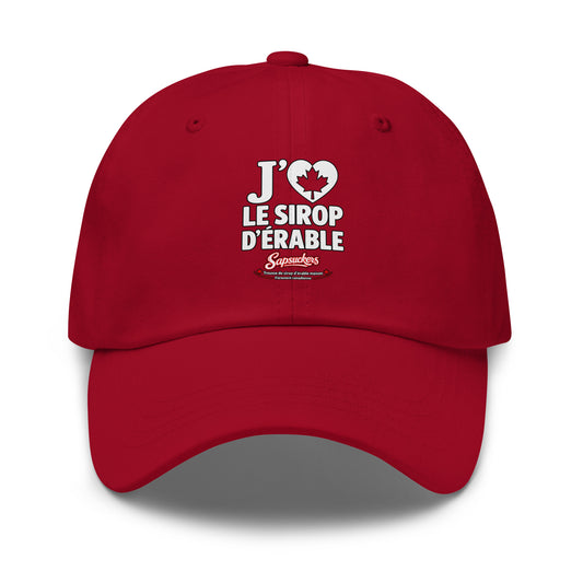 J'❤️ Le Sirop D'Érable Hat — Cranberry | Sapsuckers® Canadian Dad Hat
