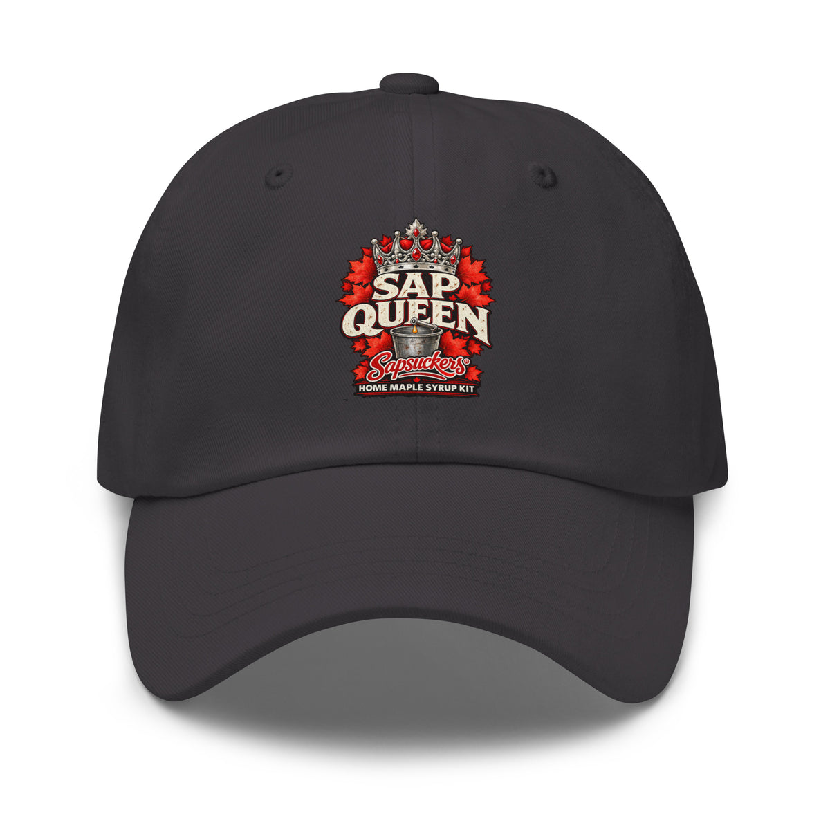 Sap Queen dad hat in Dark Grey, Sap Family design by Sapsuckers™