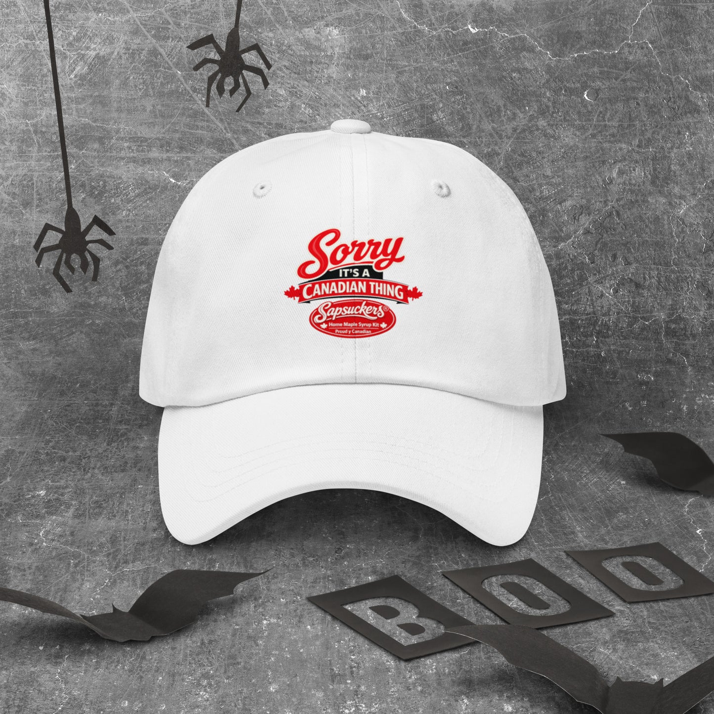 Sorry, It's a Canadian Thing Classic Dad Hat — front view — Sapsuckers® Canadian dad hat