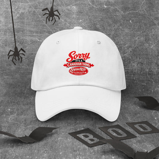 Sorry, It's a Canadian Thing Classic Dad Hat — front view — Sapsuckers® Canadian dad hat