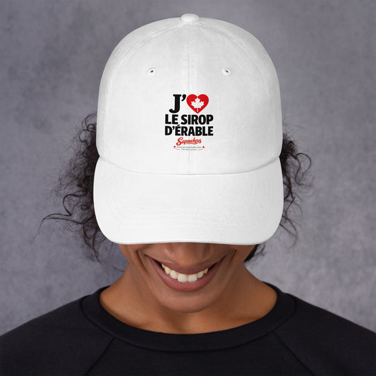 J'❤️ Le Sirop D'Érable Hat — White | Sapsuckers® Canadian Dad Hat
