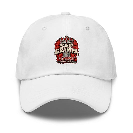 Sap Grampa dad hat in White, Sap Family design by Sapsuckers™