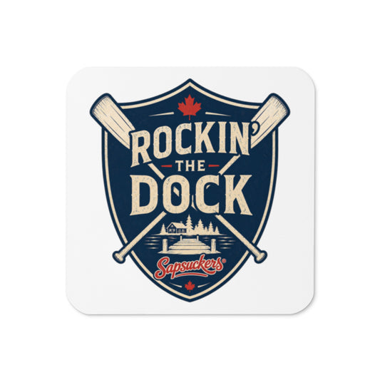 Rockin' the Dock Cork-Back Coaster — front view — Sapsuckers® Canadian cork-back coaster