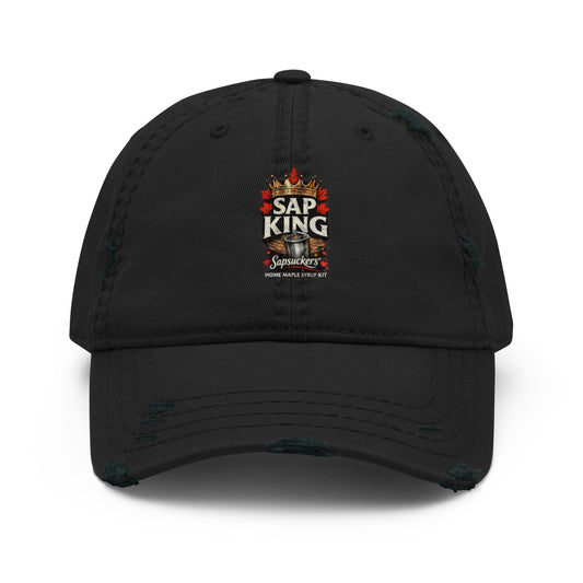 Sap King Distressed Dad Hat — front view — Sapsuckers® Canadian dad hat
