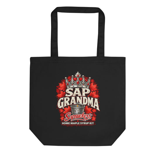 Sap Grandma tote bag in Black, Sap Family design by Sapsuckers™