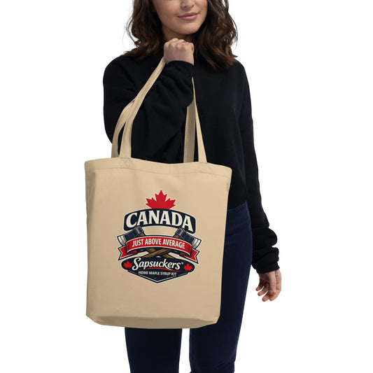Just Above Average tote bag in oyster, carried over the shoulder