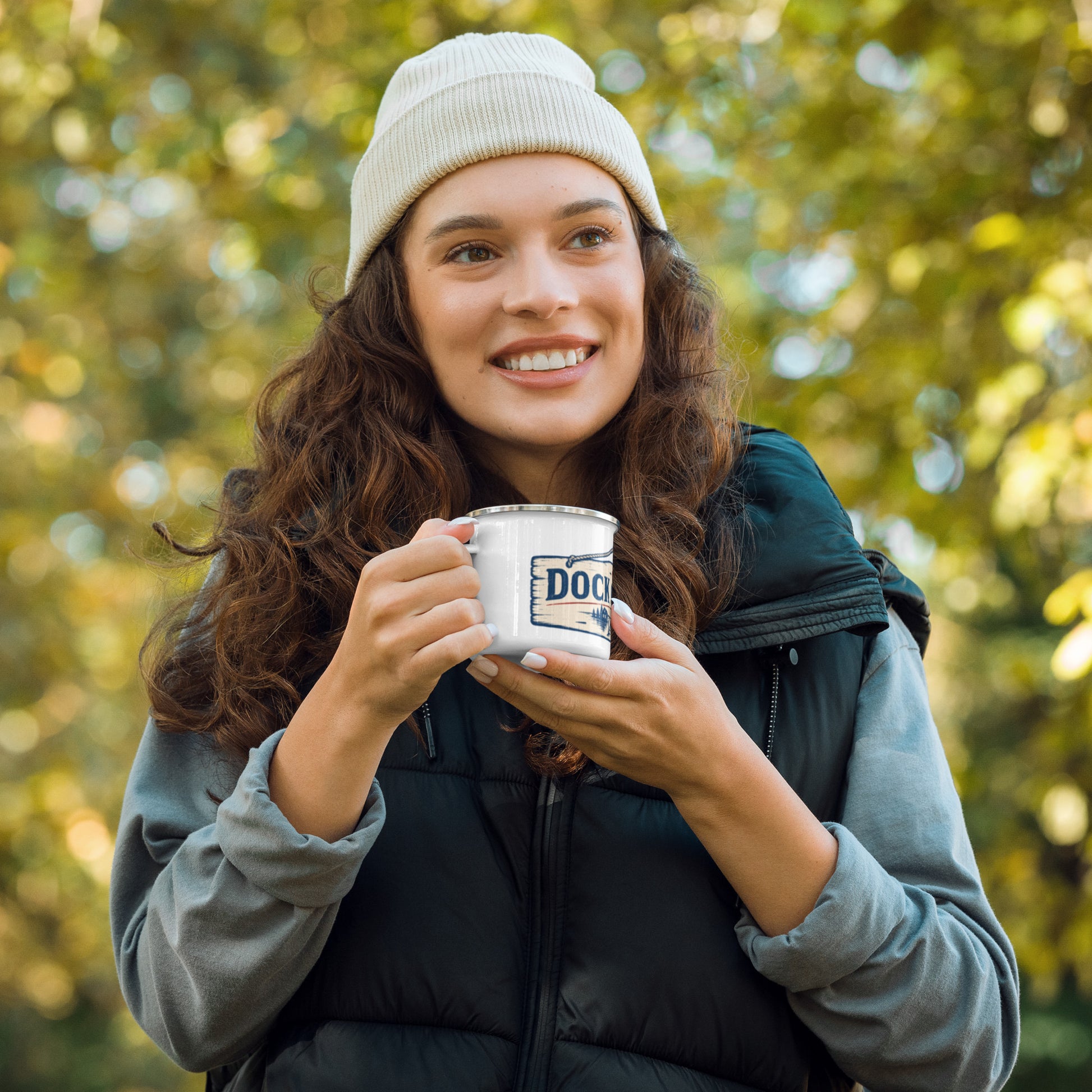 Dock O'Clock Enamel Mug — front view — Sapsuckers® Canadian enamel mug