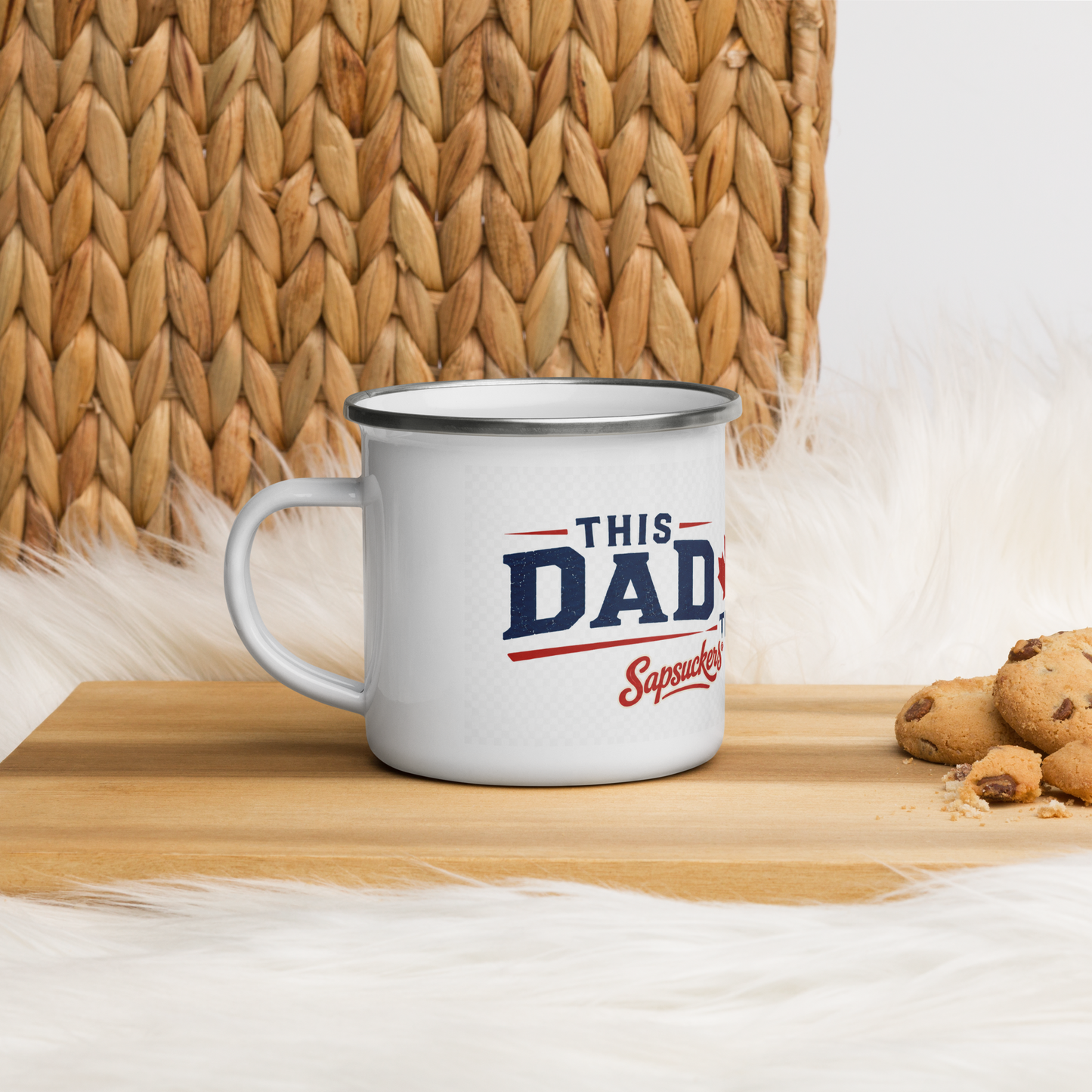 This Dad Rocks the Dock Enamel Mug — ceramic — front view