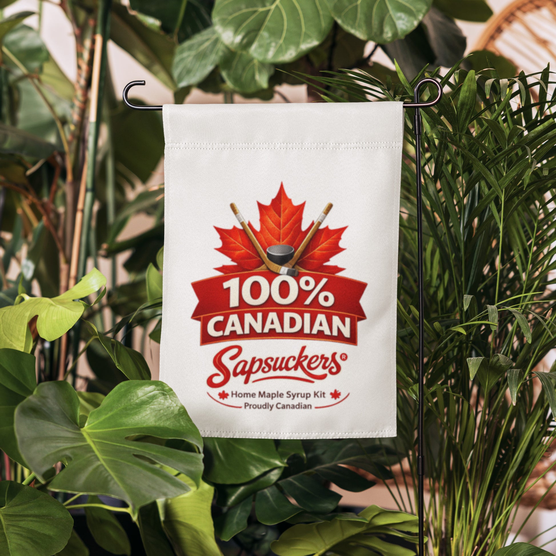 100% Canadian Garden Flag — front view — Sapsuckers® Canadian garden flag