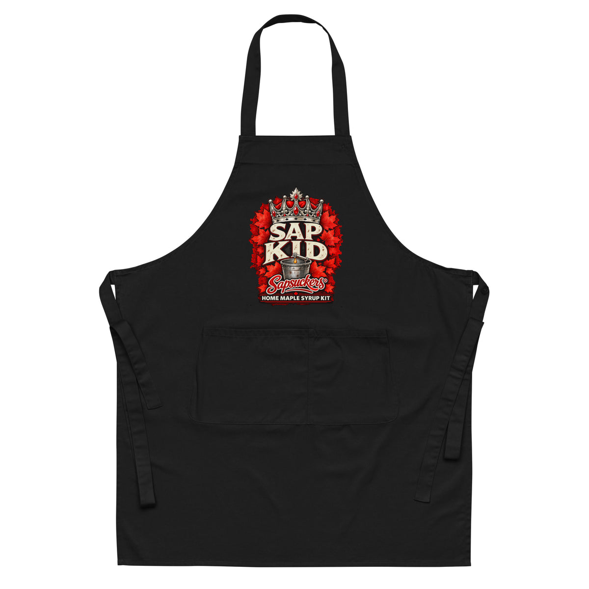 Sap Kid apron in Black, Sap Family design by Sapsuckers™