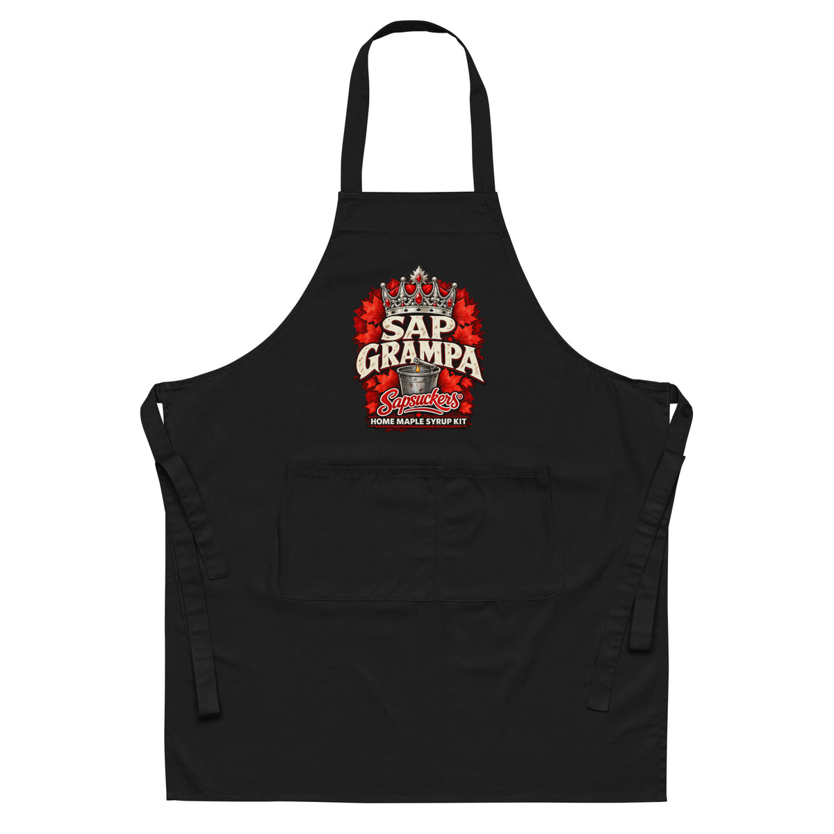 Sap Grampa apron in Black, Sap Family design by Sapsuckers™