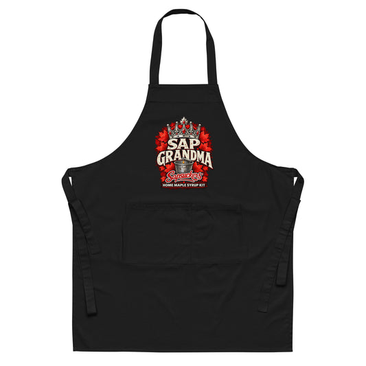 Sap Grandma apron in Black, Sap Family design by Sapsuckers™