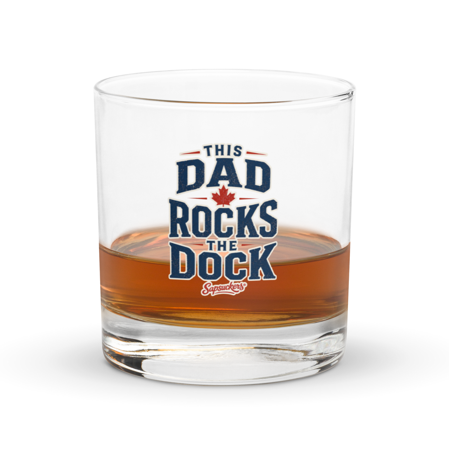 This Dad Rocks the Dock Rocks Glass — front view