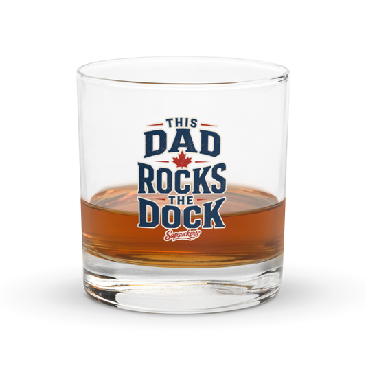 This Dad Rocks the Dock Rocks Glass — front view