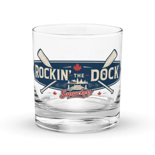Rockin' the Dock Rocks Glass — front view — Sapsuckers® Canadian rocks glass