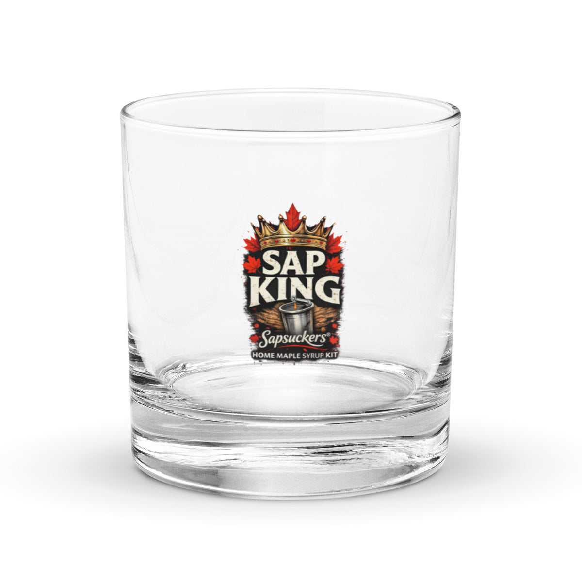 Sap King Rocks Glass — front view — Sapsuckers® Canadian rocks glass