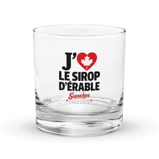 J'❤️ Le Sirop D'Érable Rocks Glass | Sapsuckers® Maple Syrup Whisky Glass Gift
