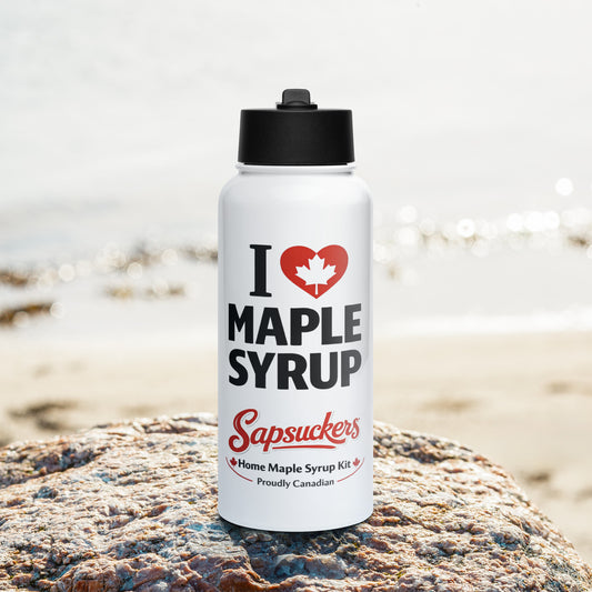 I Heart Maple Syrup Water Bottle — front view — Sapsuckers® Canadian water bottle