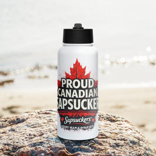 Proud Canadian Sapsucker Water Bottle — front view — Sapsuckers® Canadian water bottle