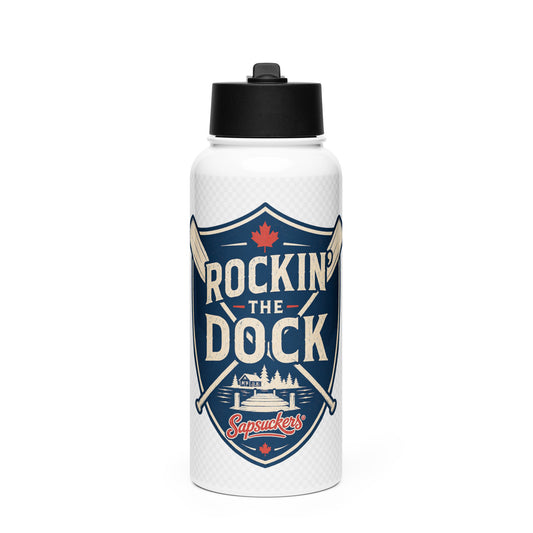 Rockin' the Dock Water Bottle — front view — Sapsuckers® Canadian water bottle