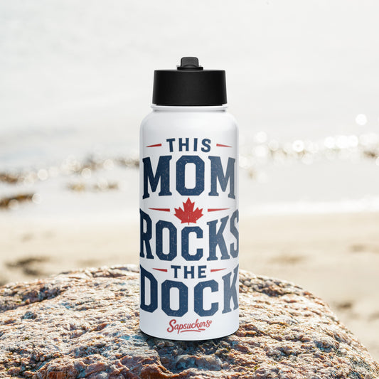 This Mom Rocks the Dock Water Bottle — front view — Sapsuckers® Canadian water bottle