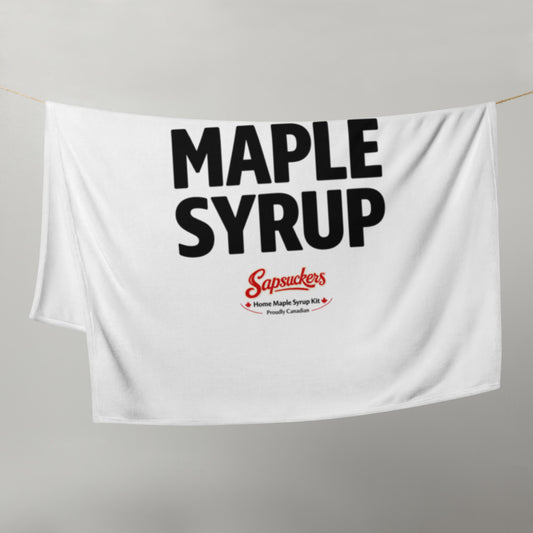I Heart Maple Syrup Throw Blanket — folded view — Sapsuckers® Canadian throw blanket