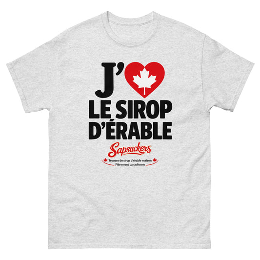 J'❤️ Le Sirop D'Érable Tee — Sport Grey/White | Sapsuckers® French-Canadian Unisex T-Shirt