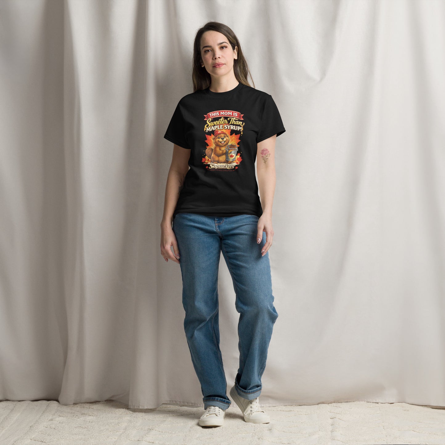 This Mom Is Sweeter Than Maple Syrup Classic Tee — front view — Sapsuckers® Canadian tee