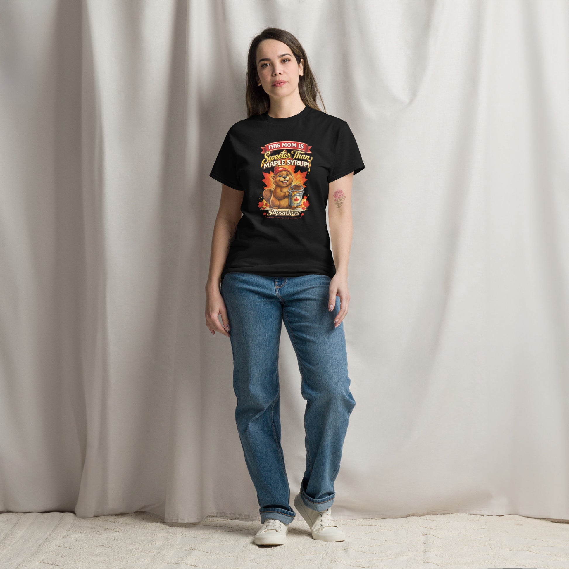 This Mom Is Sweeter Than Maple Syrup Classic Tee — front view — Sapsuckers® Canadian tee