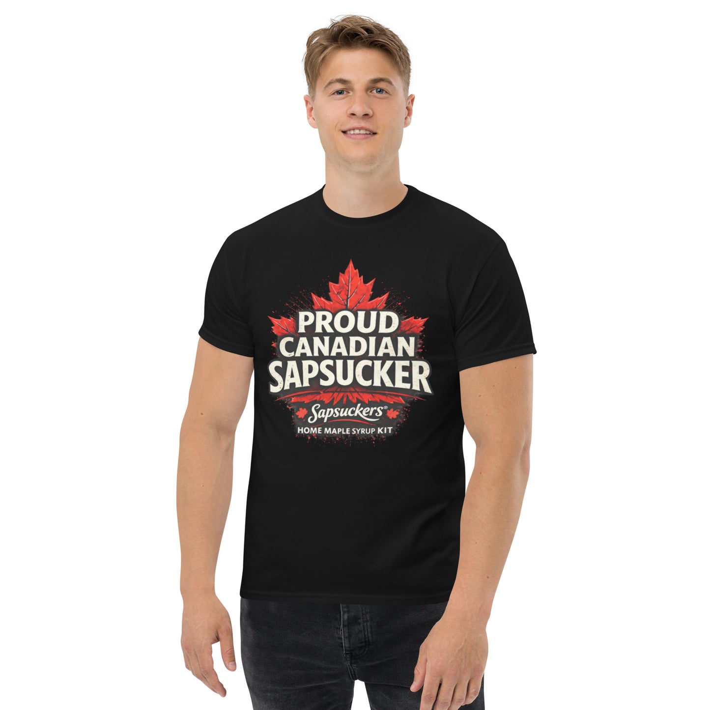 Proud Canadian Sapsucker Tee — front view — Sapsuckers® Canadian tee