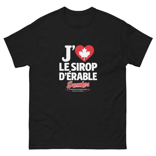 J'❤️ Le Sirop D'Érable Tee — Black | Sapsuckers® French-Canadian Unisex T-Shirt