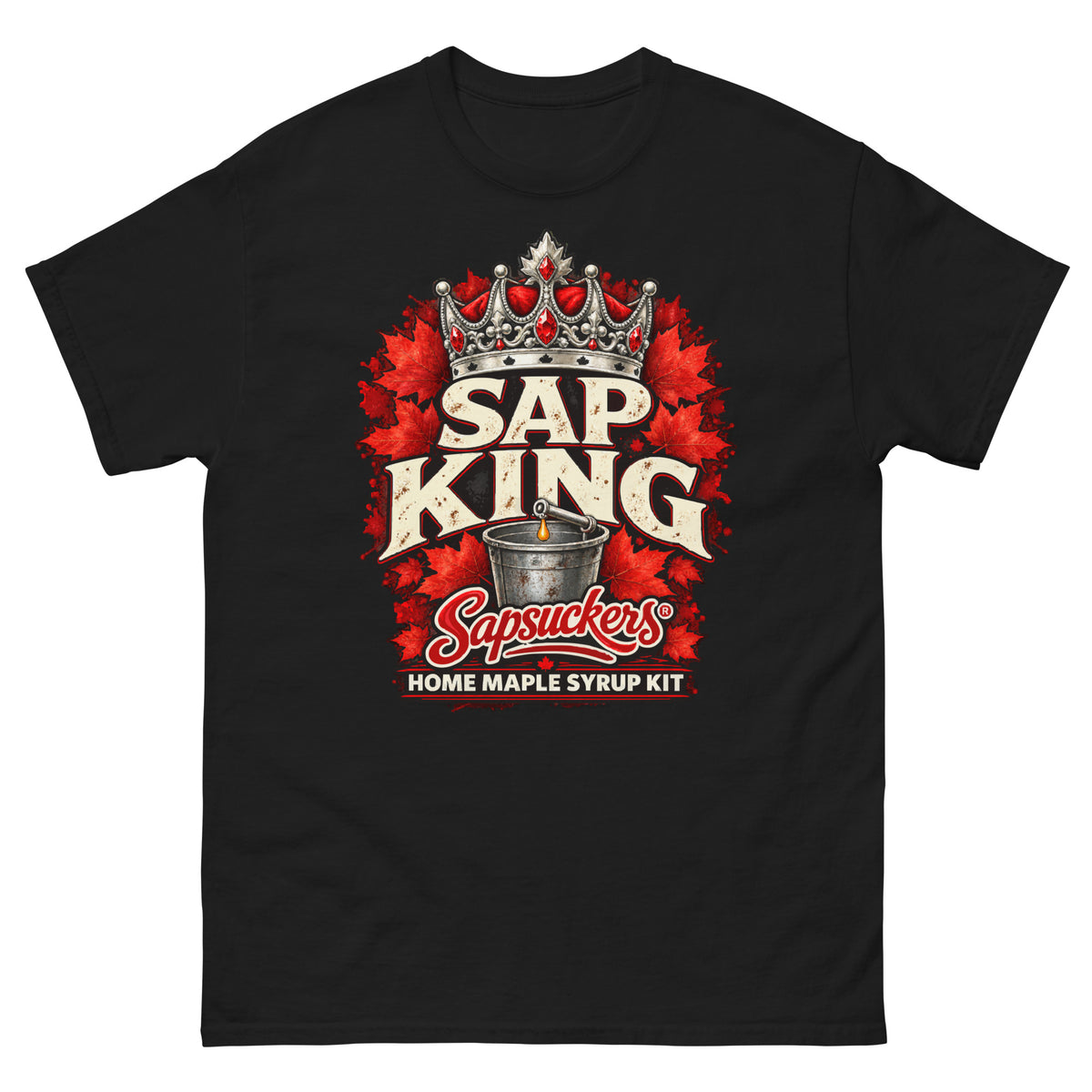 Sap King tee in Black, Sap Family design by Sapsuckers™