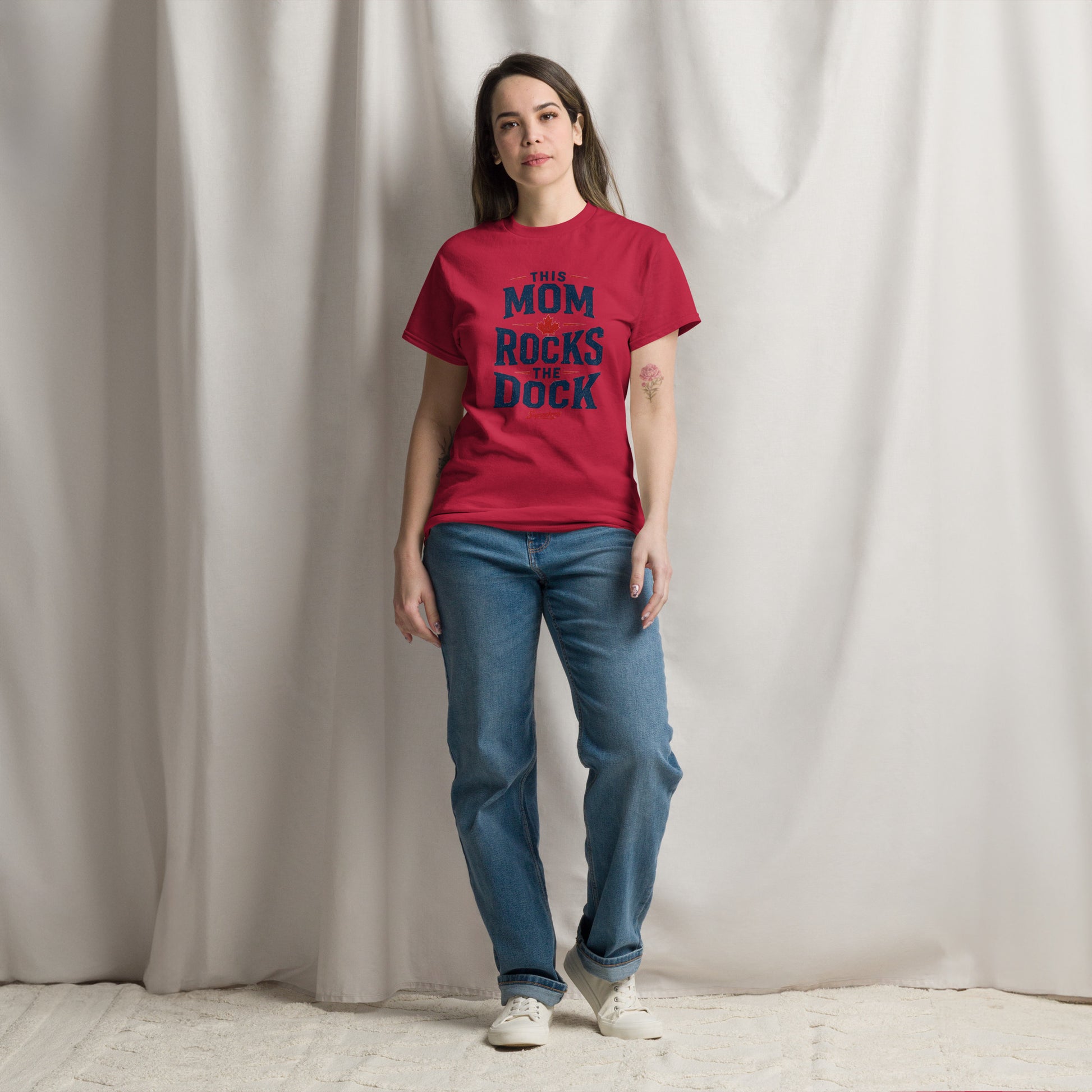This Mom Rocks the Dock Classic Tee — front view — Sapsuckers® Canadian tee