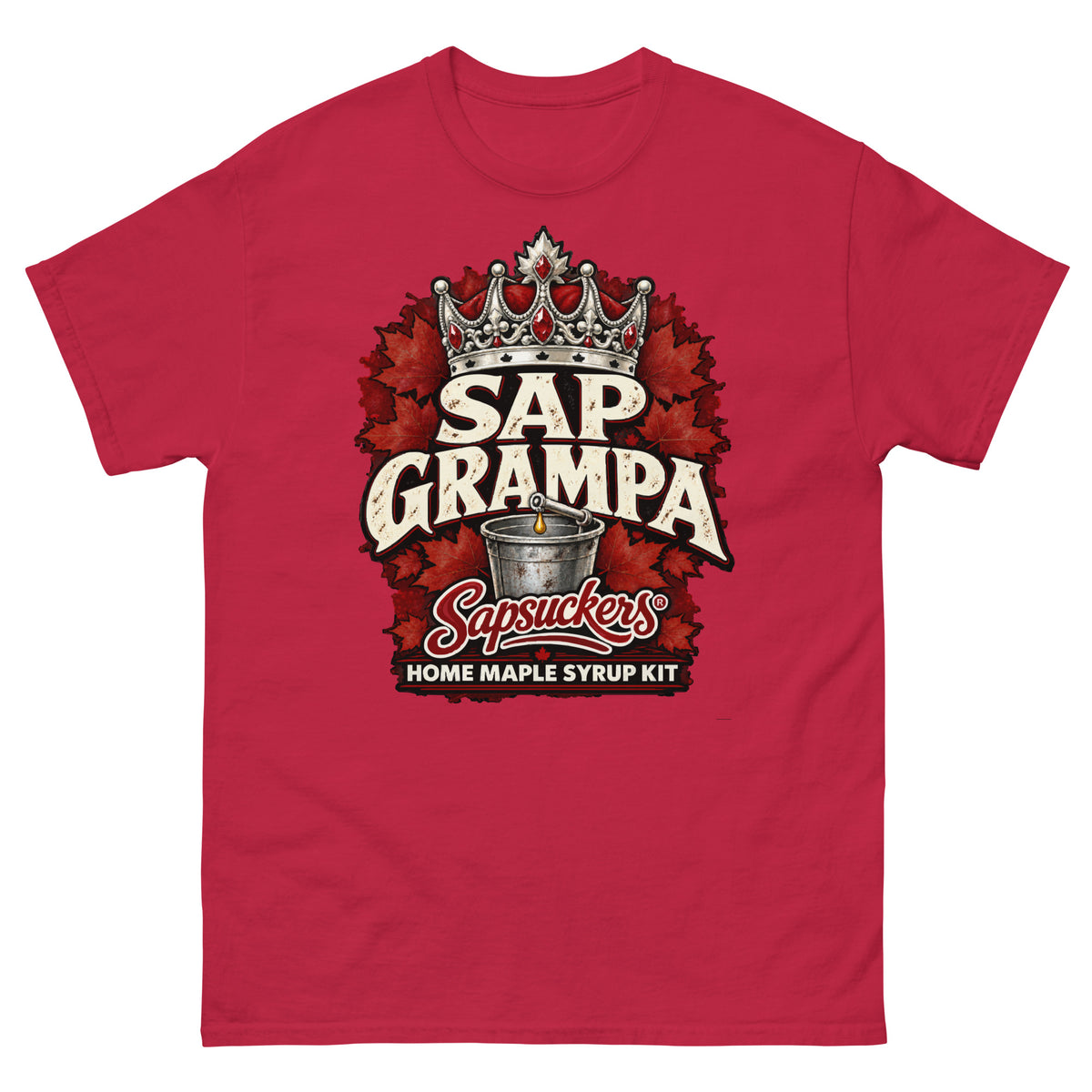 Sap Grampa tee in Cardinal, Sap Family design by Sapsuckers™