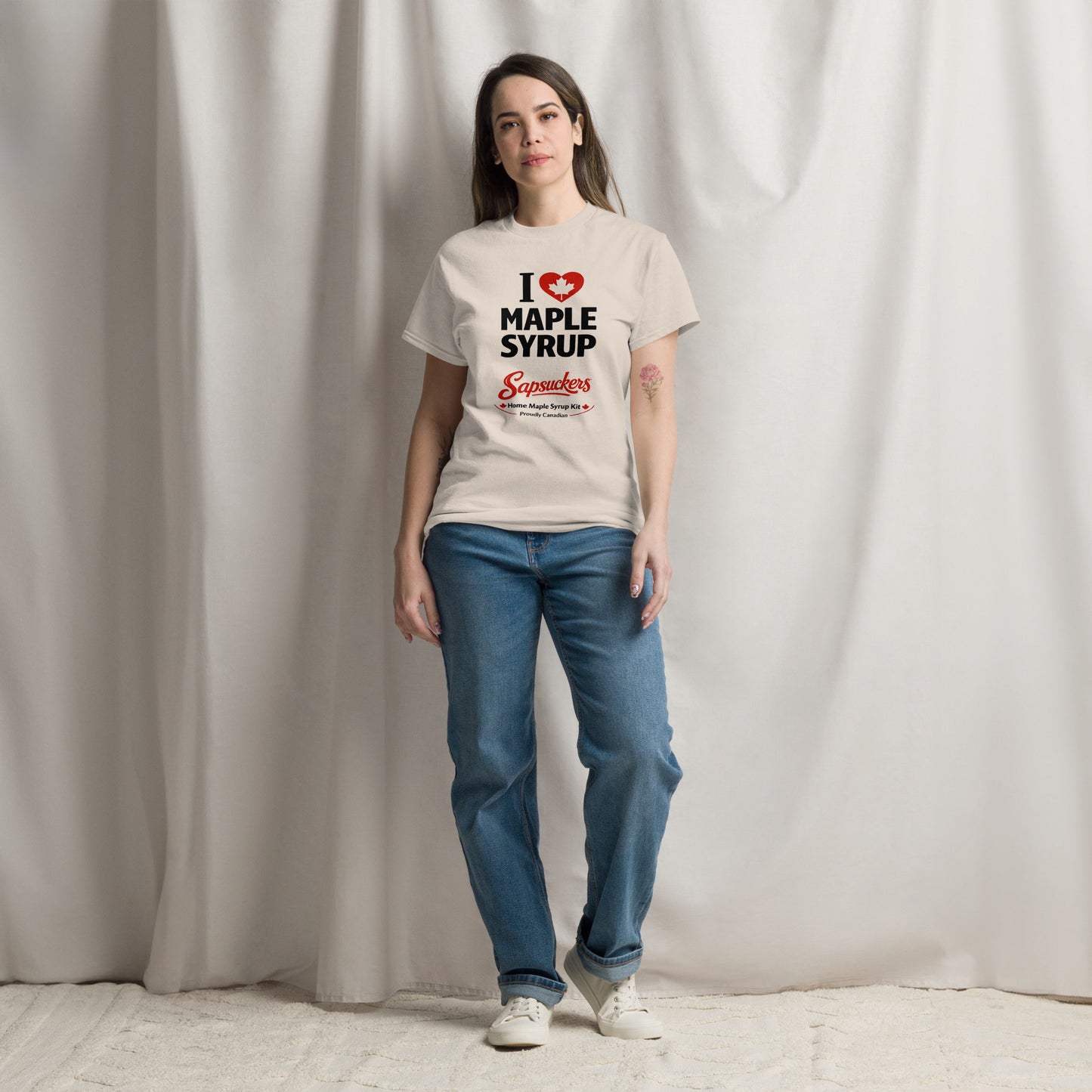 I Heart Maple Syrup Classic Tee — front view — Sapsuckers® Canadian tee